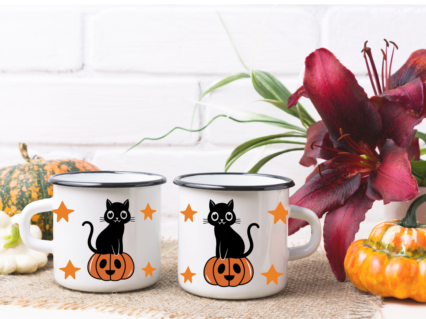 Halloween Black Cat Camping 10 oz Mug
