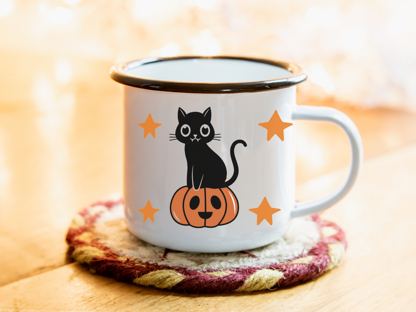 Halloween Black Cat Camping 10 oz Mug