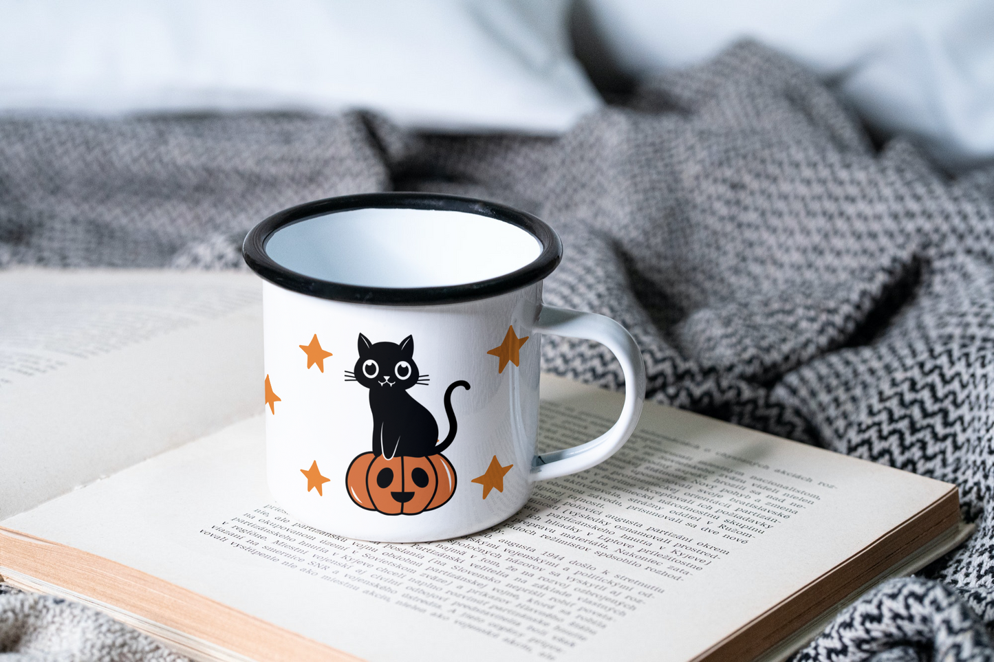 Halloween Black Cat Camping 10 oz Mug