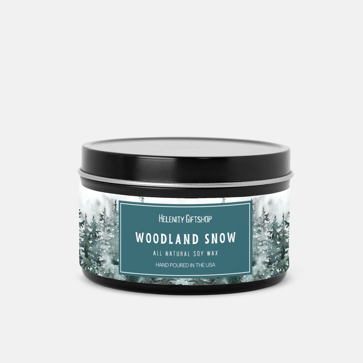Woodland Snow Tin Candle 8oz Winter Collection Helenity Gift Shop