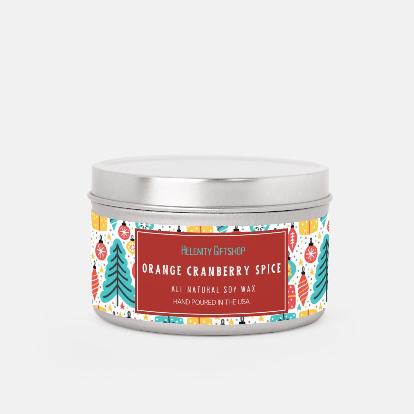 Cranberry Orange Spice Tin Candle 8oz Winter Collection Helenity Gift Shop