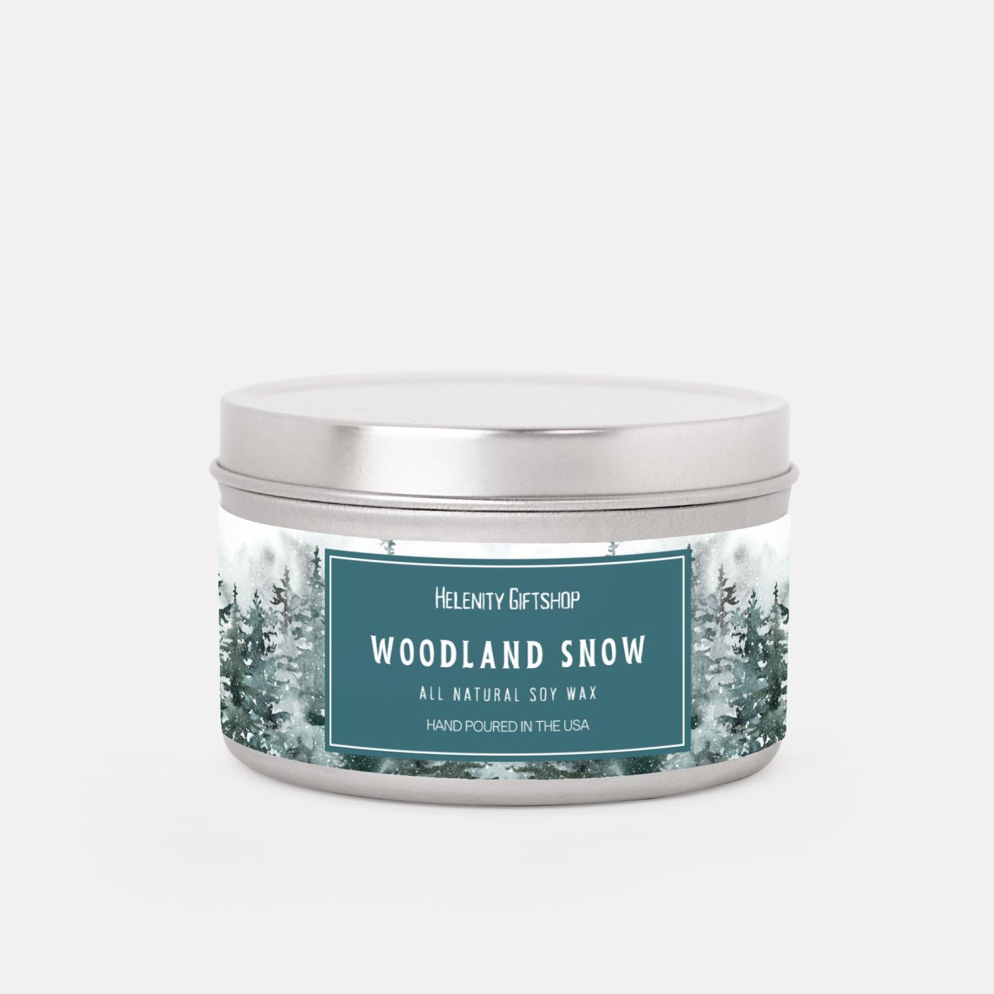 Woodland Snow Tin Candle 8oz Winter Collection Helenity Gift Shop