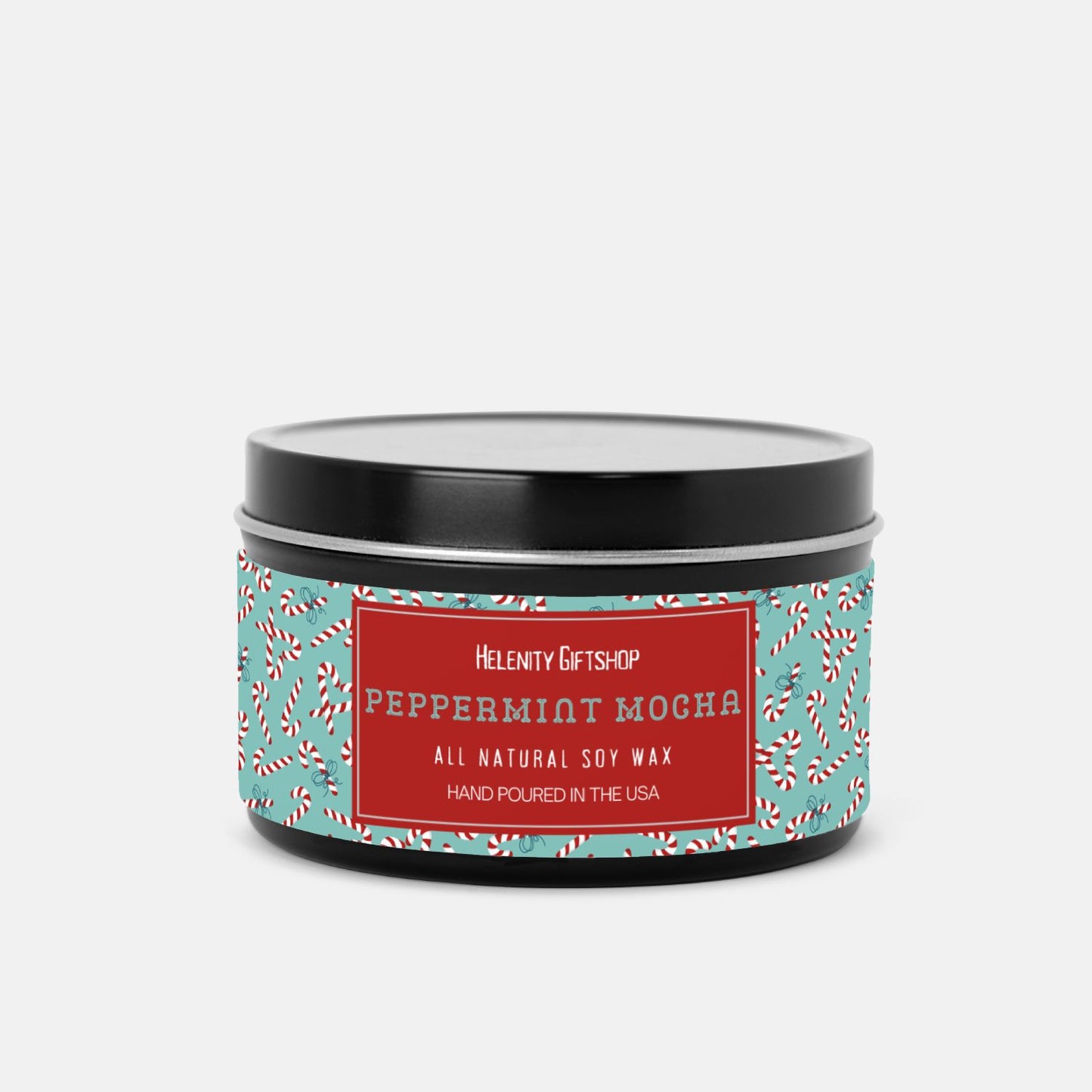 Peppermint Mocha Tin Candle 8oz Winter Collection Helenity Gift Shop
