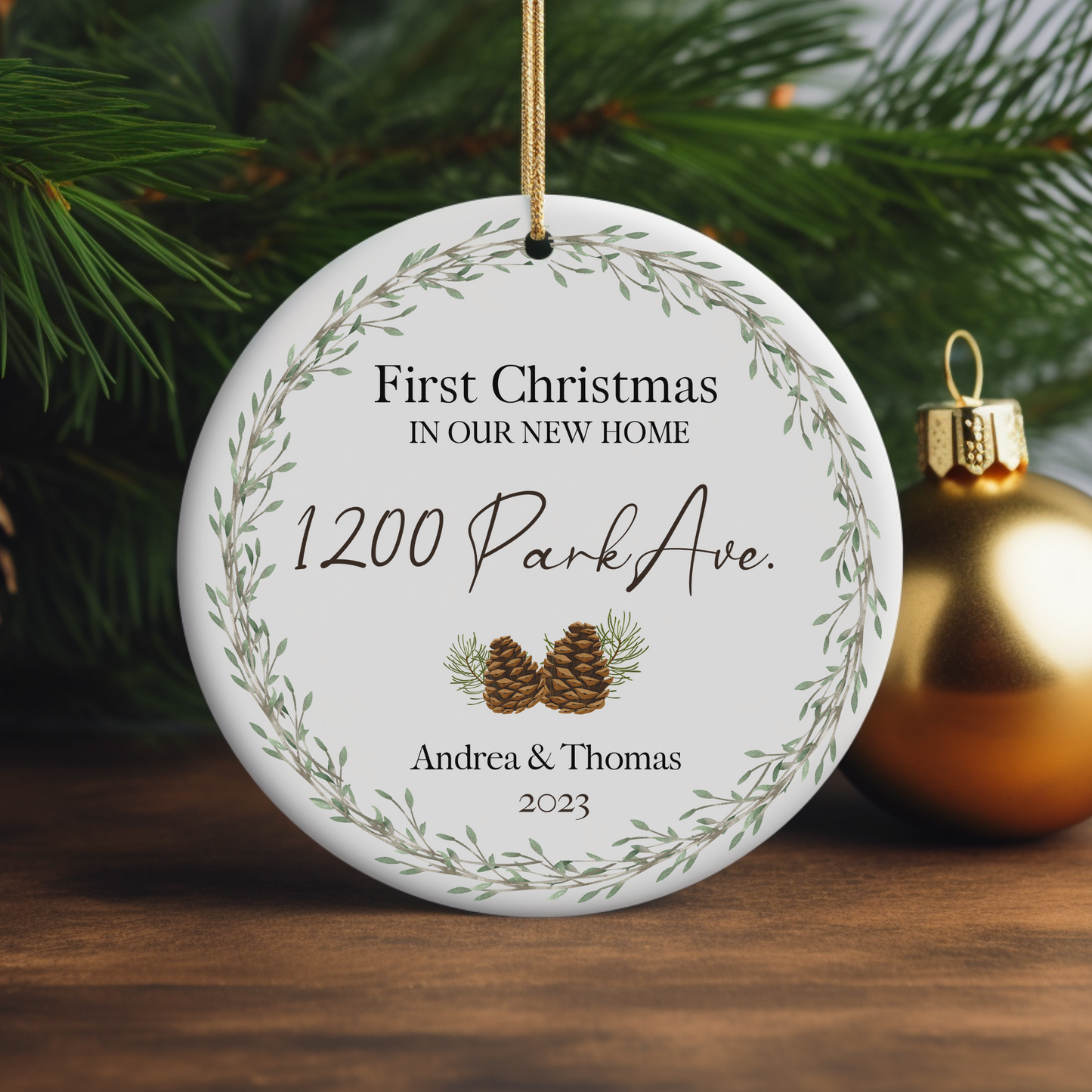 Personalized New Home Christmas Acorn Ornament
