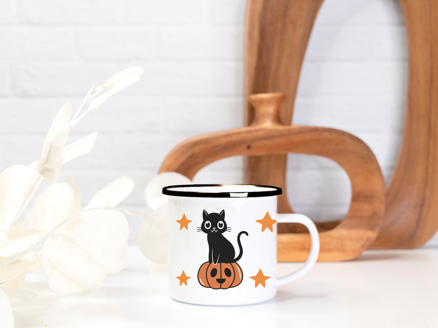 Halloween Black Cat Camping 10 oz Mug