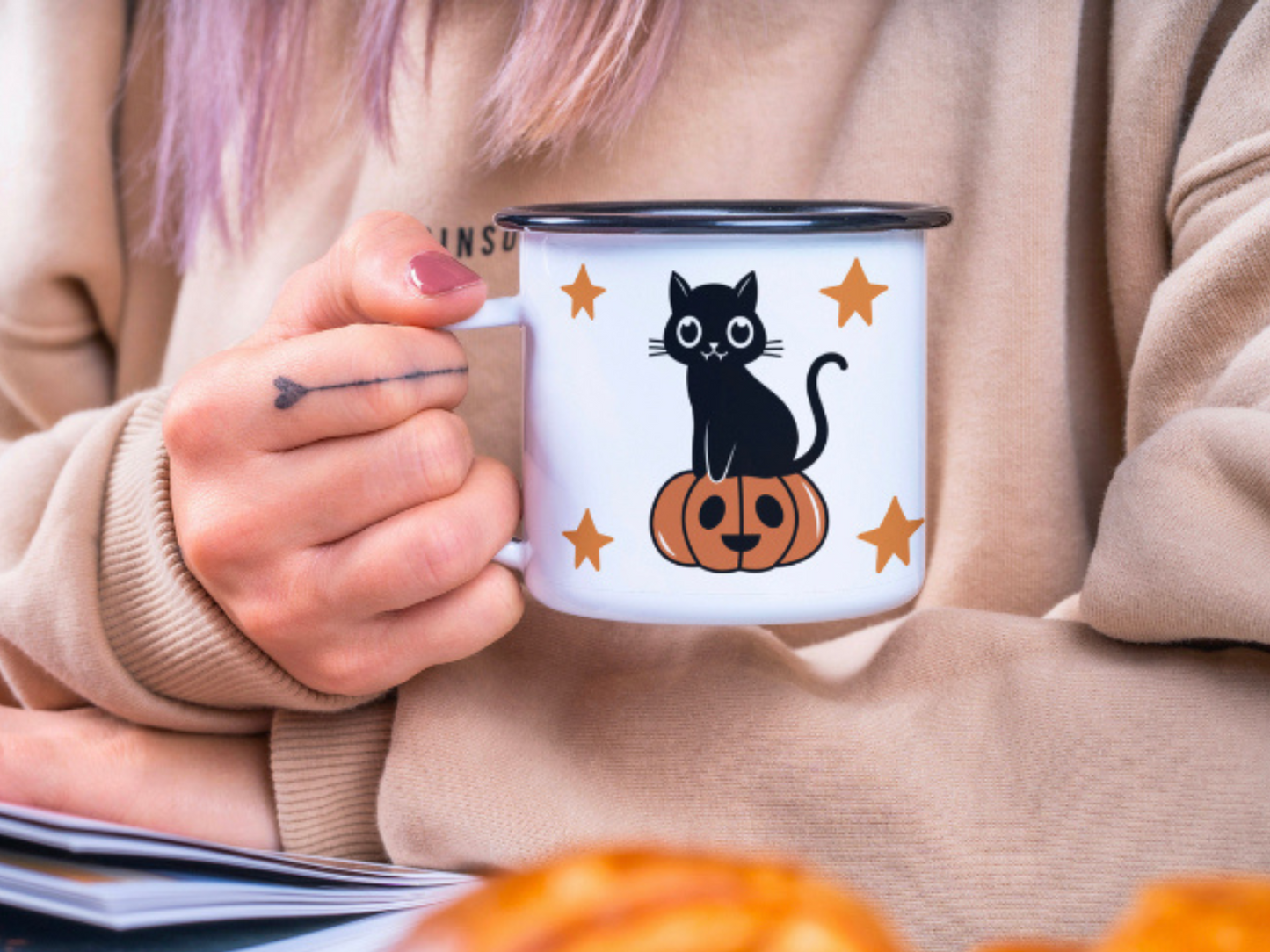 Halloween Black Cat Mug-12oz