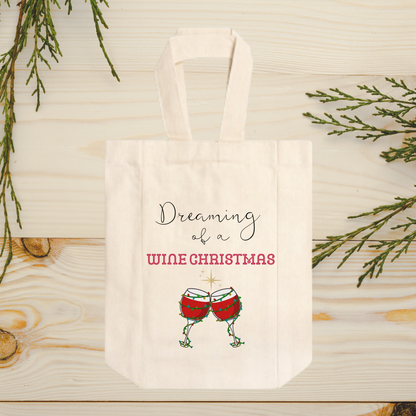 Dreaming of a Wine Christmas (Double Wine Tote Bag)