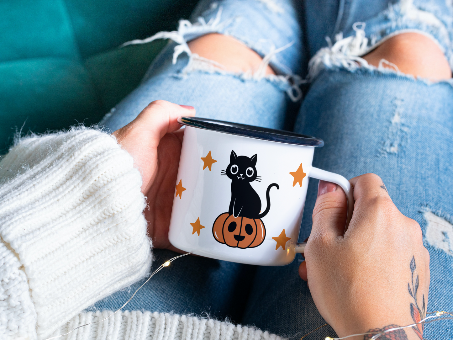 Halloween Black Cat Mug-12oz