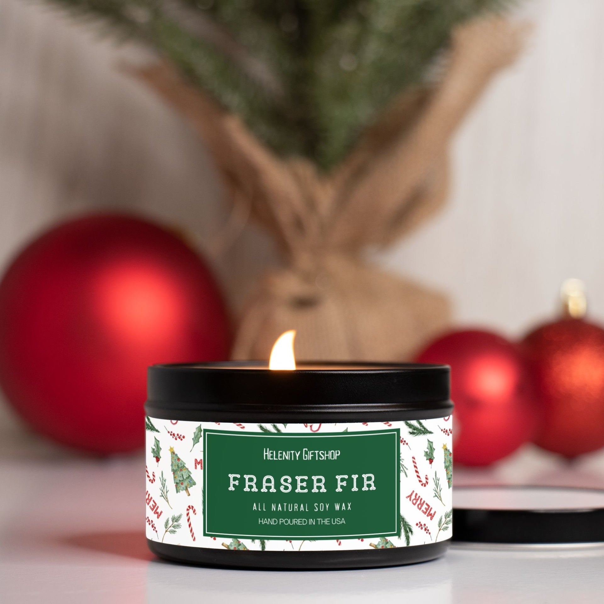 Fraser Fir Tin Candle 8oz Winter Collection Helenity Gift Shop