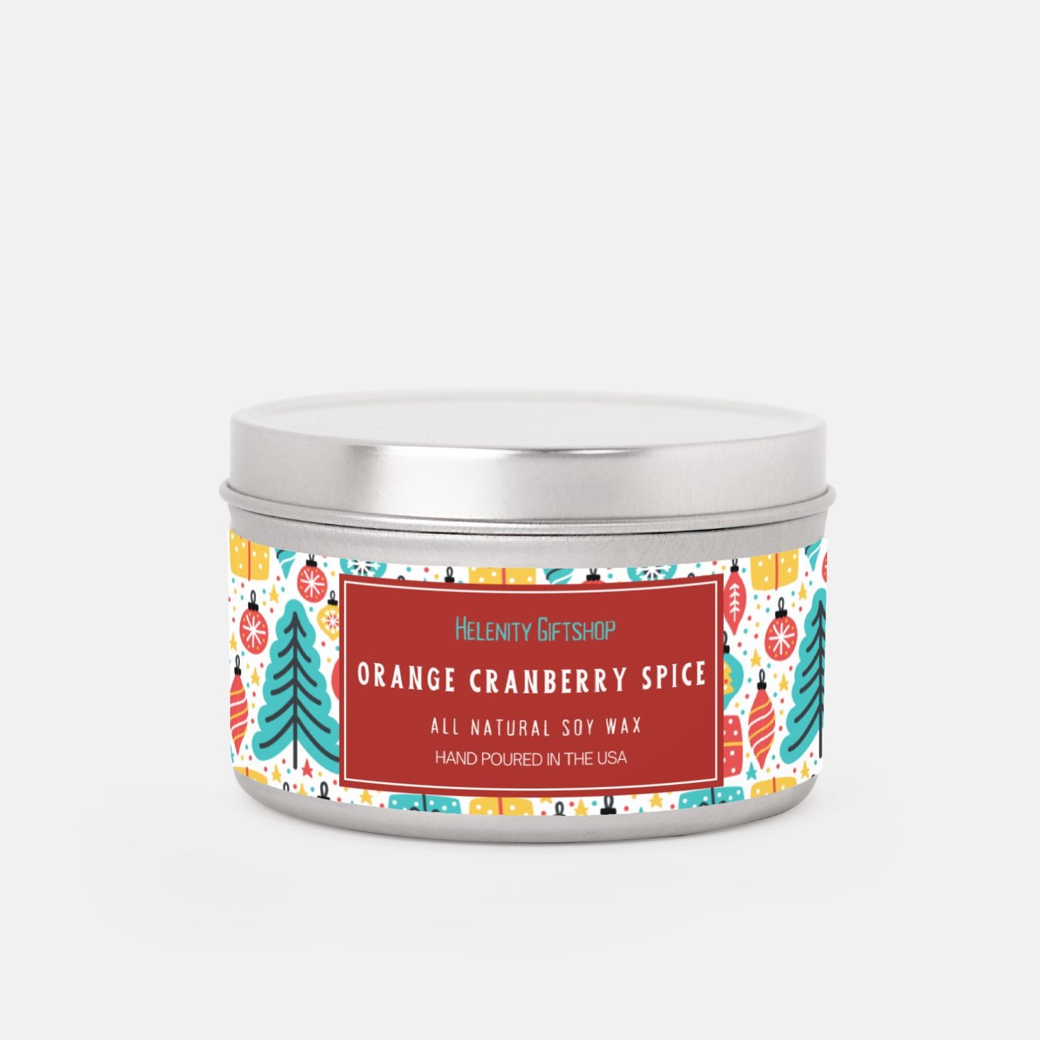 Cranberry Orange Spice Tin Candle 8oz Winter Collection Helenity Gift Shop