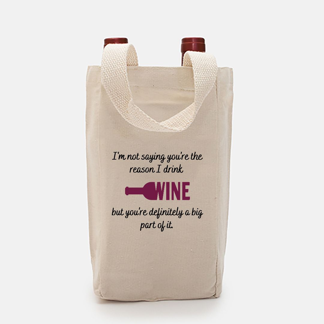 I Drink Wine Because of You- Double Wine Tote Bag (Red) Helenity Gift Shop