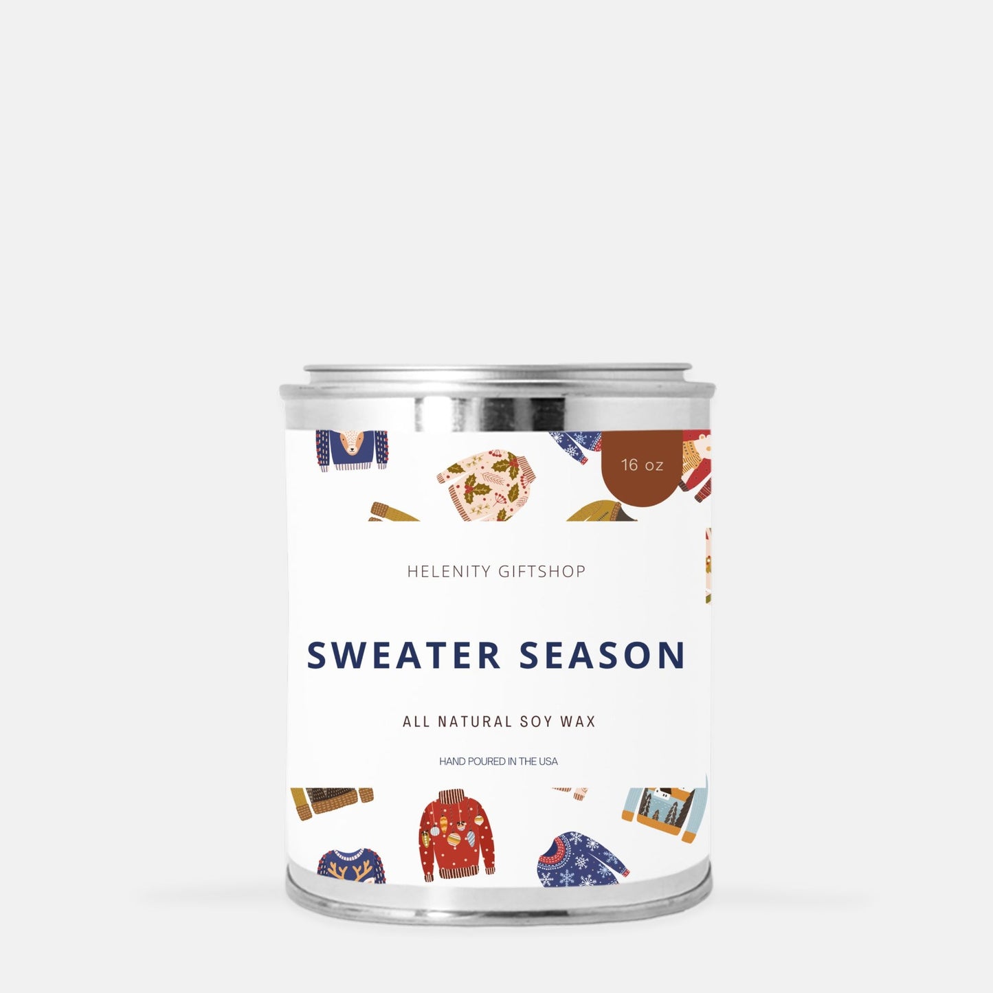 Sweater Season Paint Can Candle 16oz Helenity Gift Shop