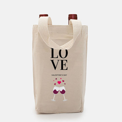 LOVE Valentine's Day - Double Wine Tote Bag Helenity Gift Shop