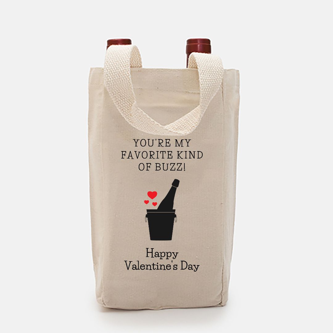 You're My Favorite Kind of Buzz! - Valentine's Day Double Wine Tote Bag Helenity Gift Shop
