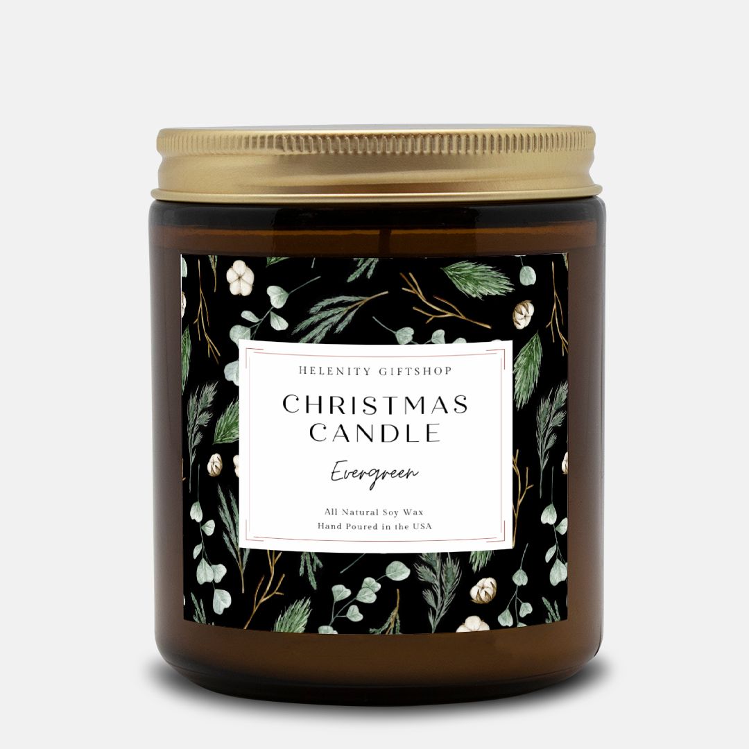 Evergreen Candle Amber Jar 9oz Evergreen Helenity Gift Shop