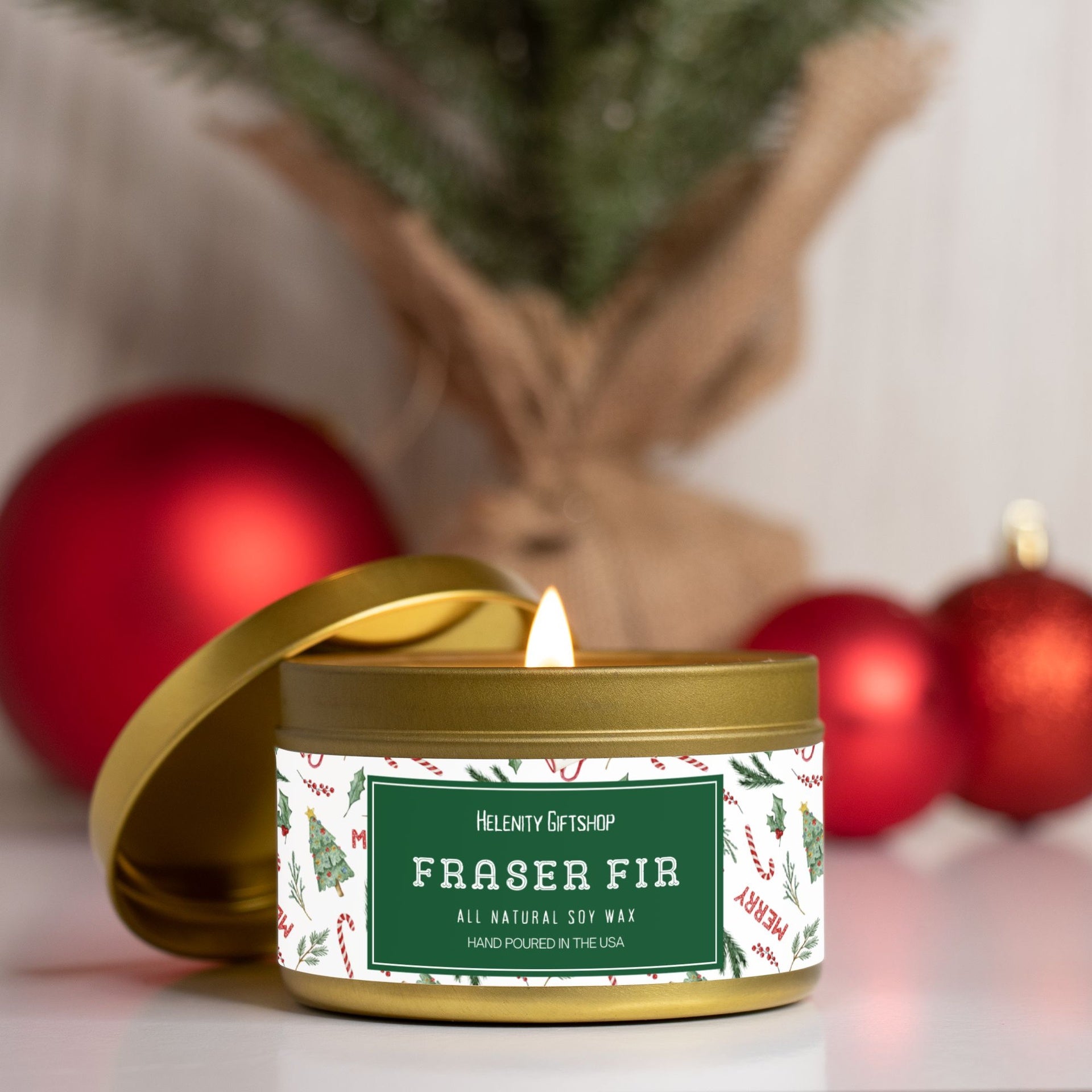 Fraser Fir Tin Candle 8oz Winter Collection Helenity Gift Shop