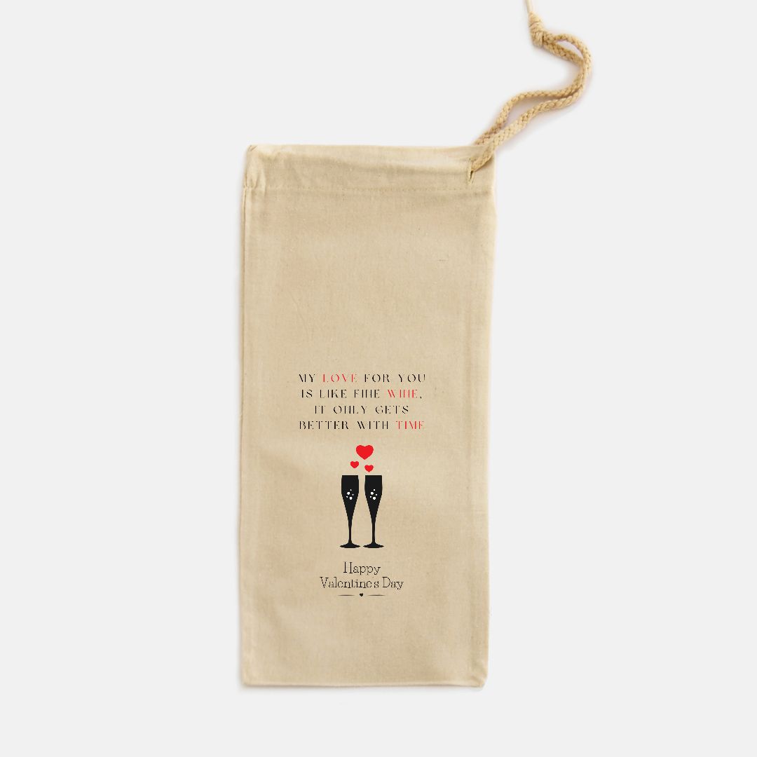 My Love for you is like Fine Wine- Valentine's Day Wine Tote Bag Helenity Gift Shop