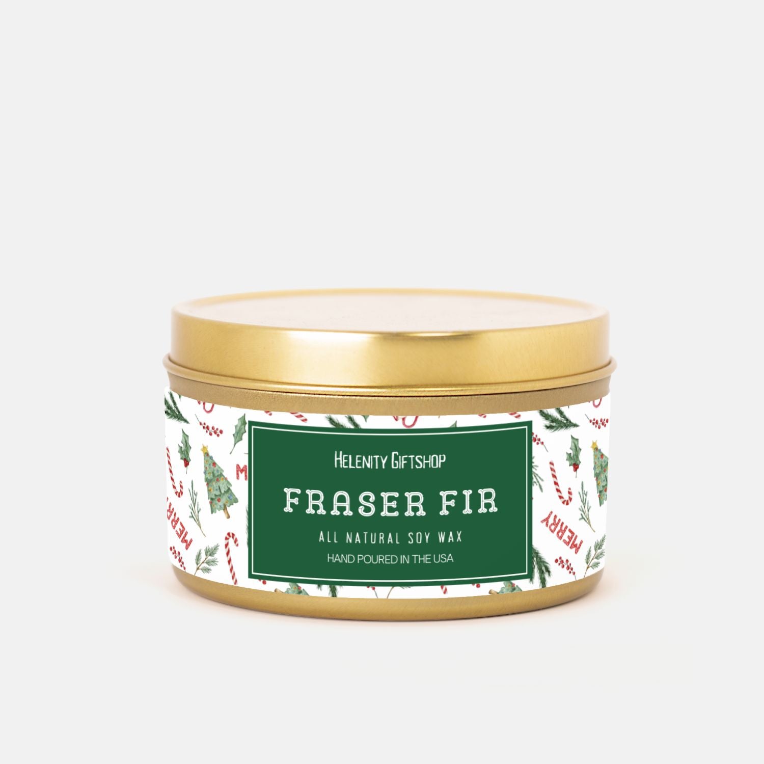 Fraser Fir Tin Candle 8oz Winter Collection Gold / Fraser Fir Helenity Gift Shop
