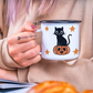 Halloween Black Cat Camp Mug 10 oz. (Black Rim) Helenity Gift Shop