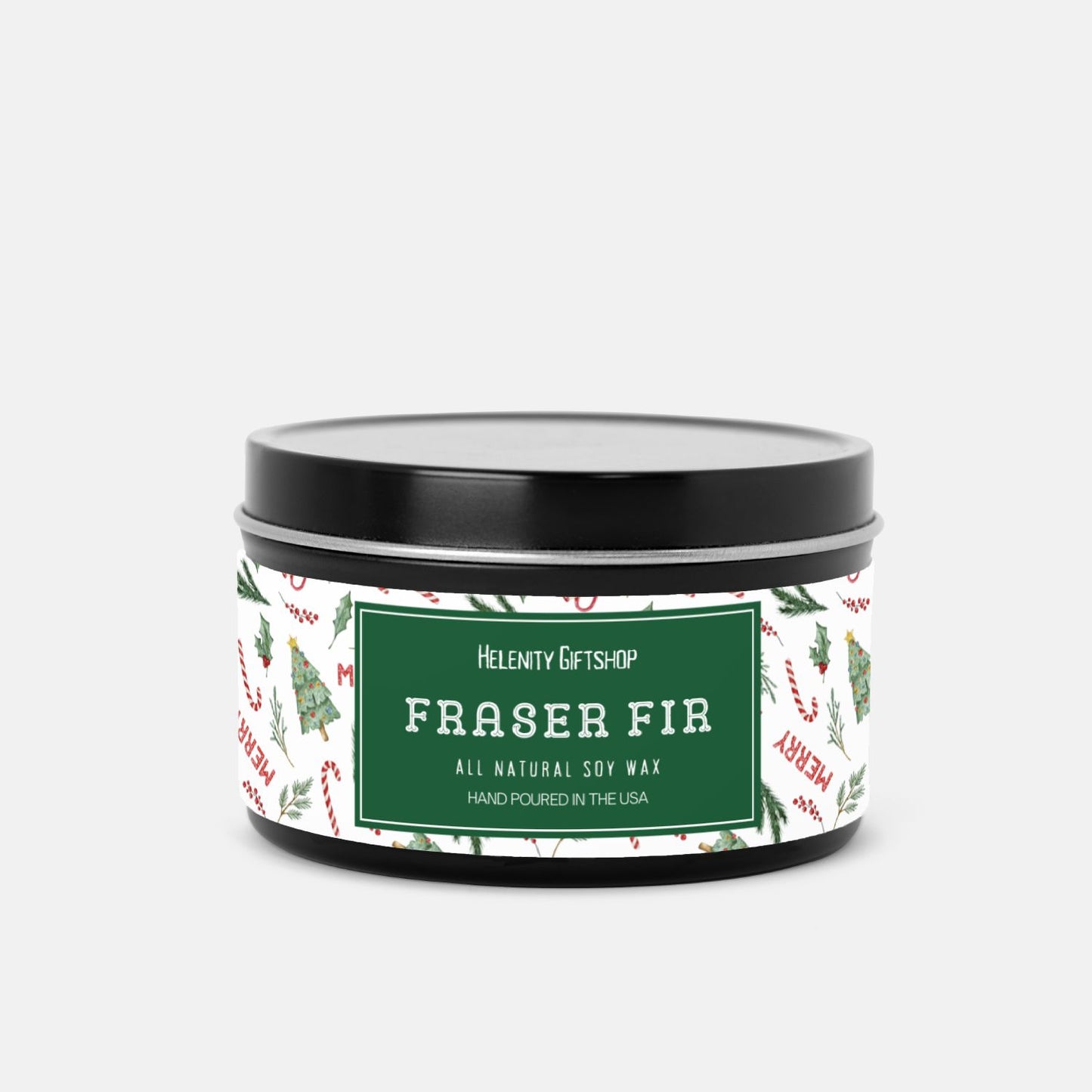 Fraser Fir Tin Candle 8oz Winter Collection Black / Fraser Fir Helenity Gift Shop