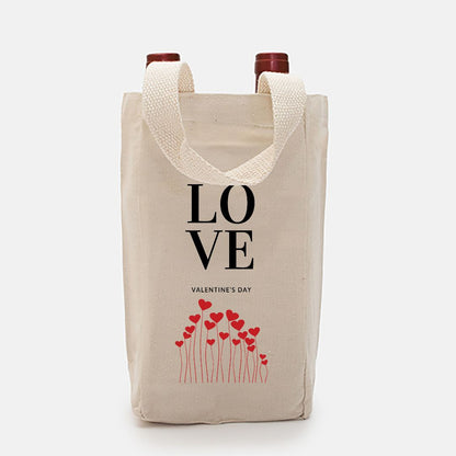 LOVE Valentine's Day - Double Wine Tote Bag (Heart Balloons) Helenity Gift Shop