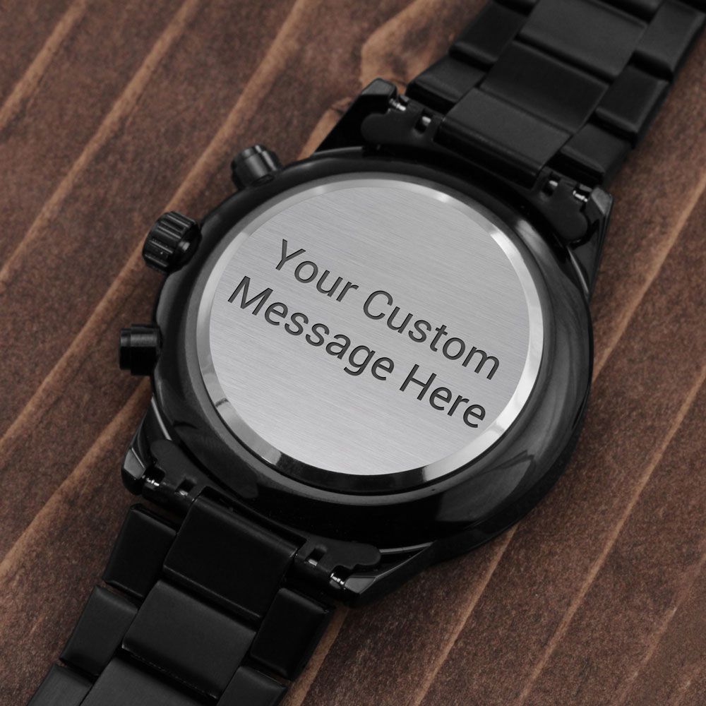 CustomizeMe- Engraved Black Chronograph Watch Helenity Gift Shop