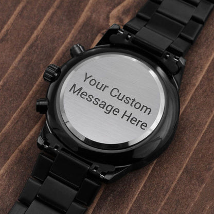 CustomizeMe- Engraved Black Chronograph Watch Helenity Gift Shop