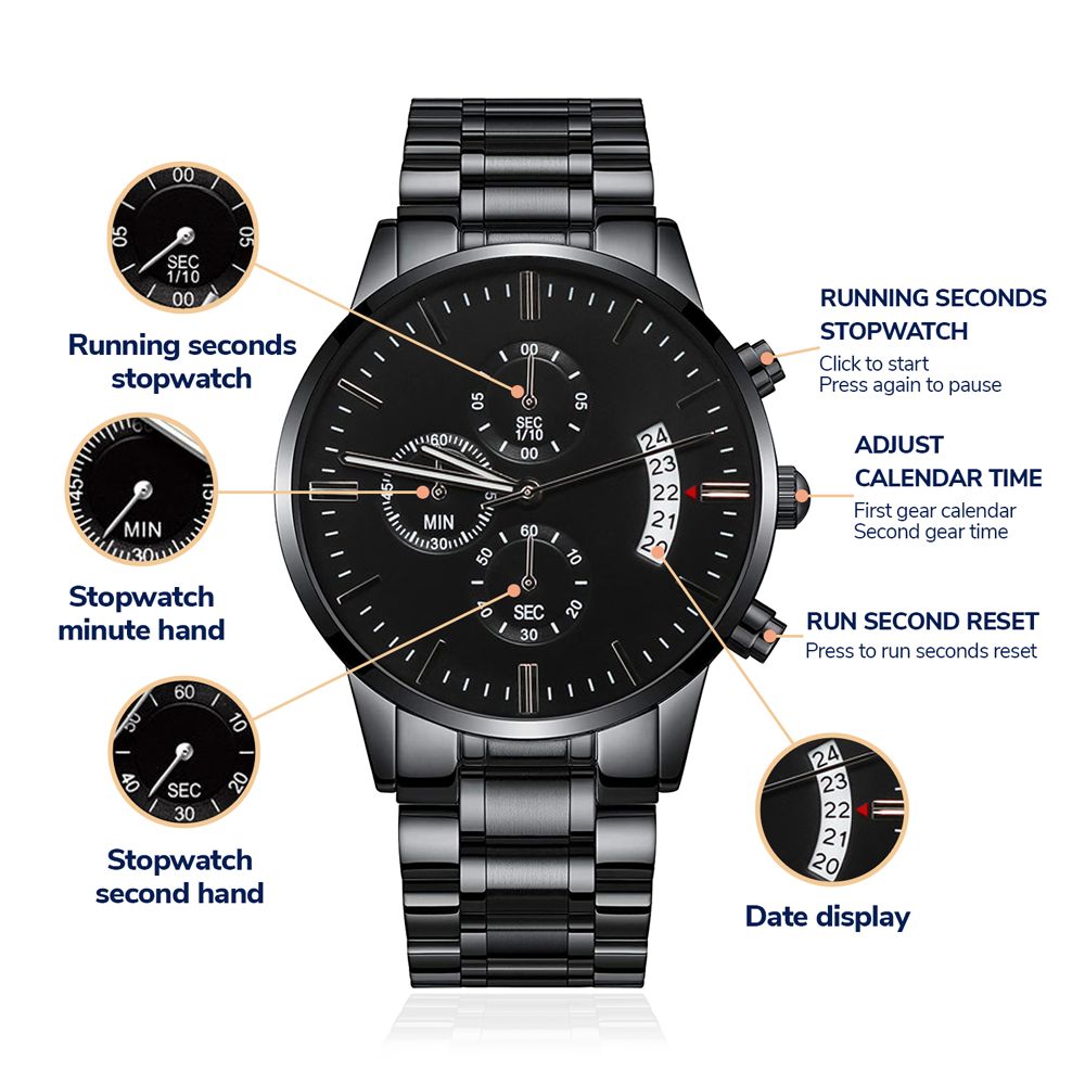 CustomizeMe- Engraved Black Chronograph Watch Helenity Gift Shop