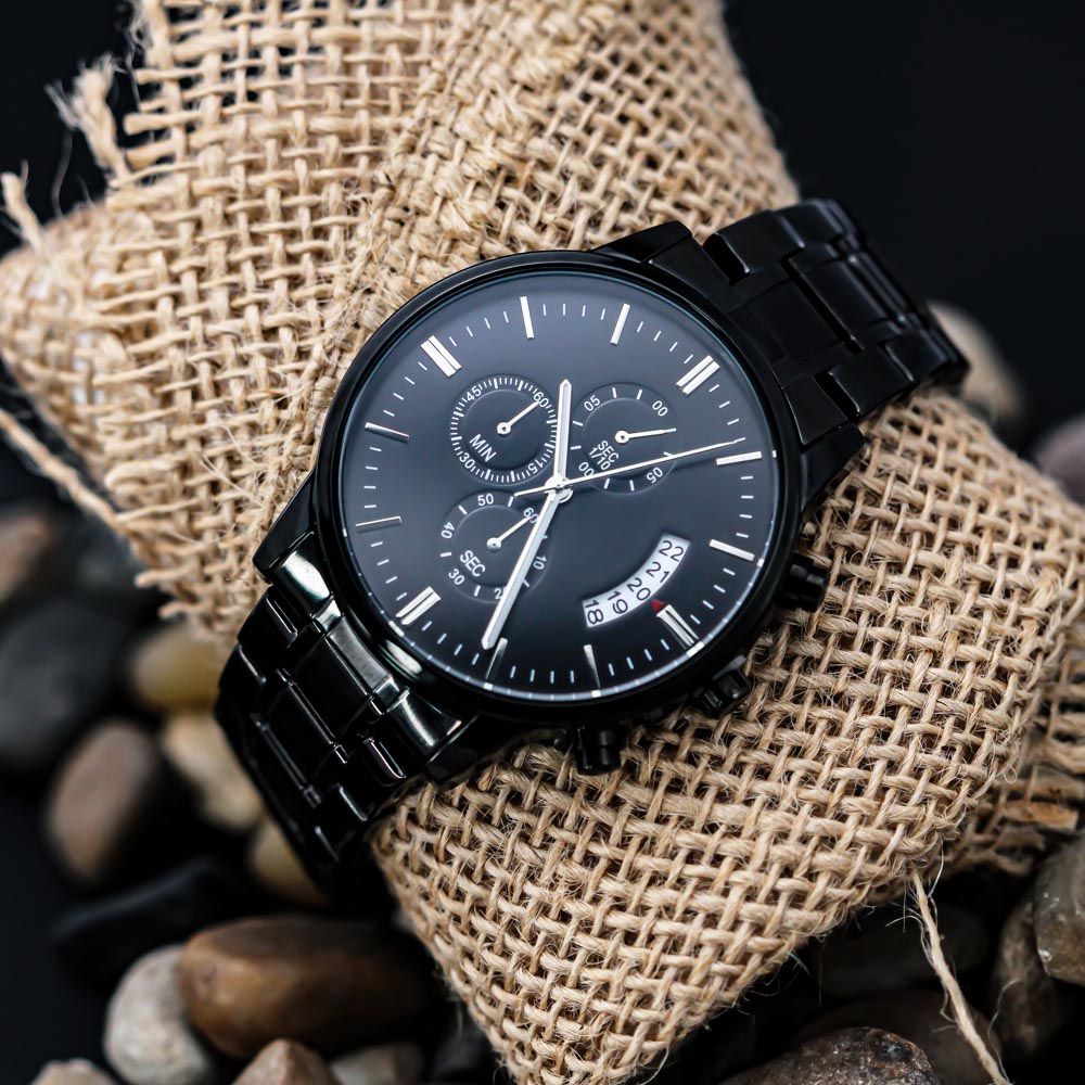 CustomizeMe- Engraved Black Chronograph Watch Helenity Gift Shop