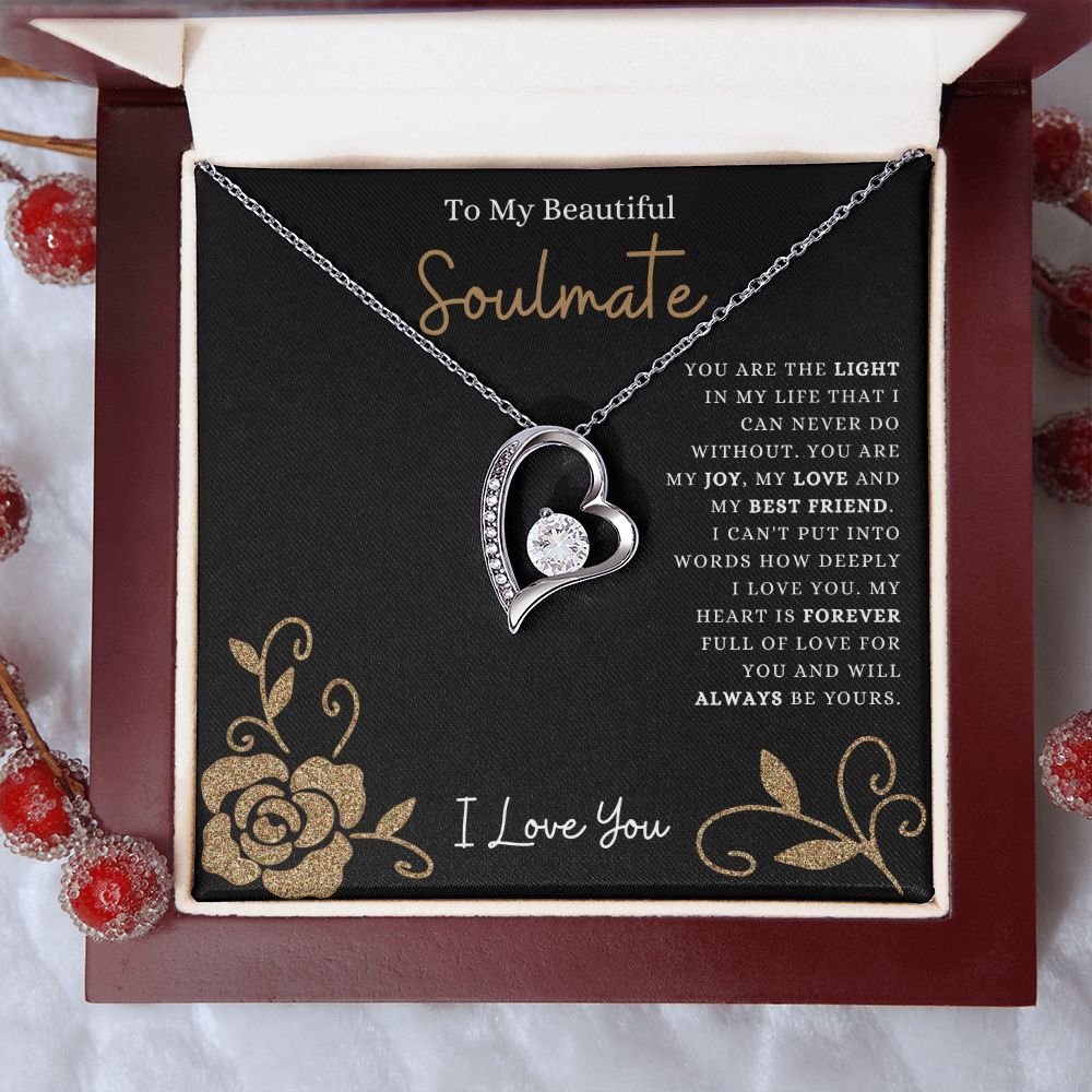 To My Beautiful Soulmate | The Light in My Life | Forever Love Necklace 14k White Gold Finish / Luxury Box Helenity Gift Shop