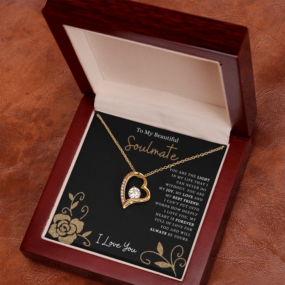 To My Beautiful Soulmate | The Light in My Life | Forever Love Necklace 18k Yellow Gold Finish / Luxury Box Helenity Gift Shop