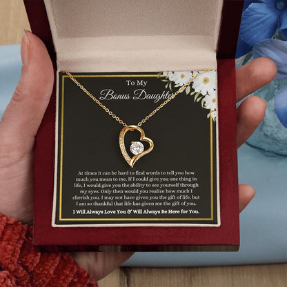 To My Bonus Daughter, Thankful for You | Forever Love Necklace Helenity Gift Shop
