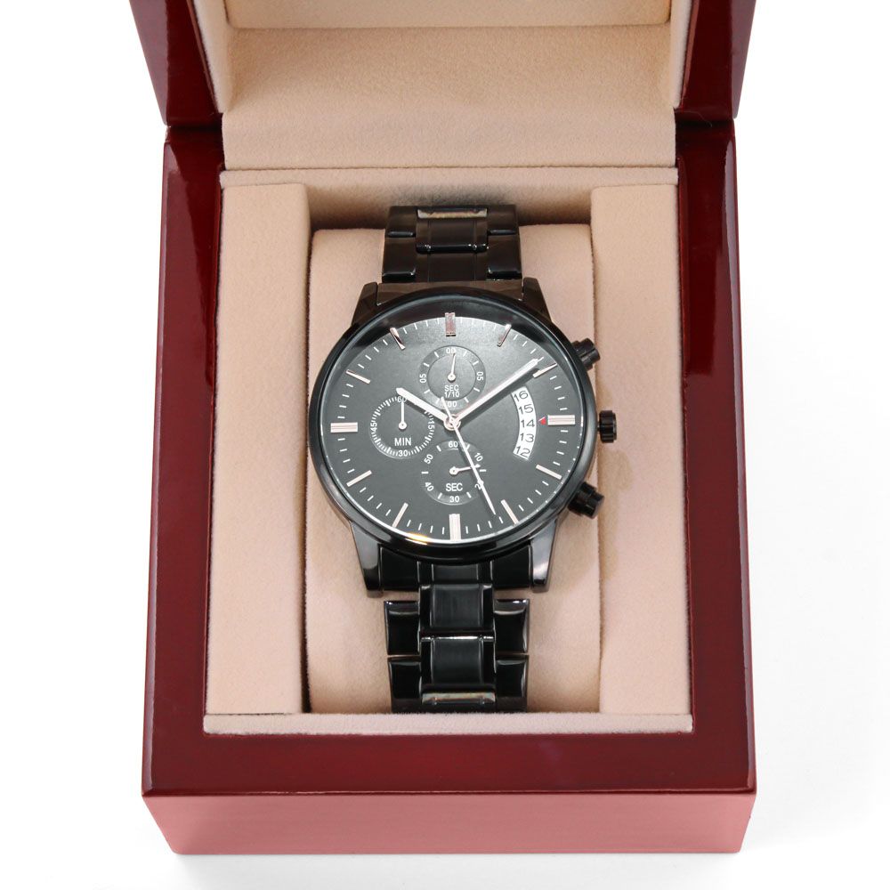CustomizeMe- Engraved Black Chronograph Watch Helenity Gift Shop