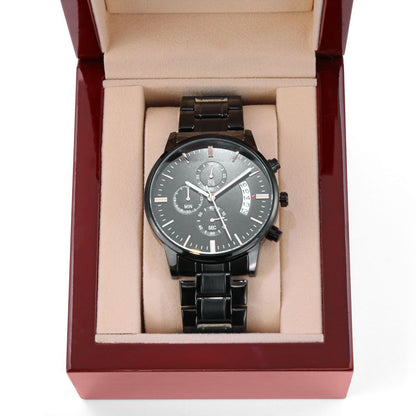 CustomizeMe- Engraved Black Chronograph Watch Helenity Gift Shop