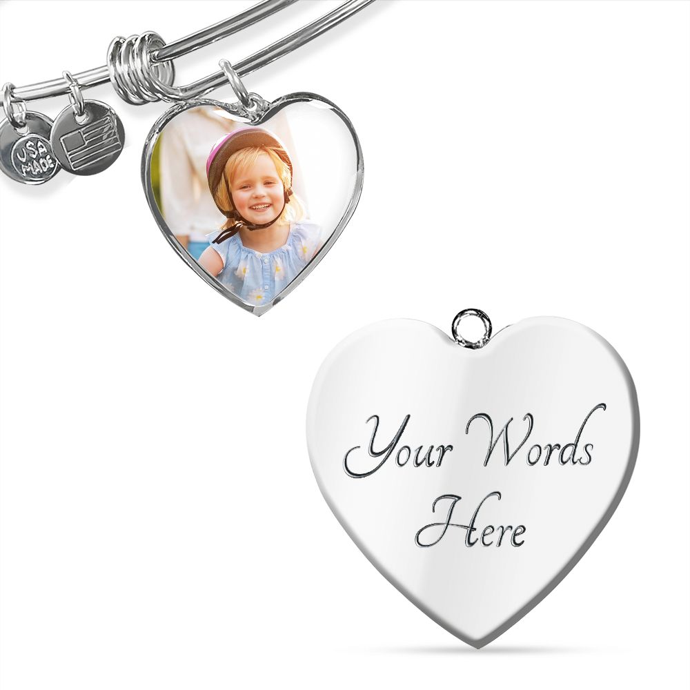 CustomizeMe-Heart Pendant Bangle Heart Pendant Silver Bangle / Yes Helenity Gift Shop