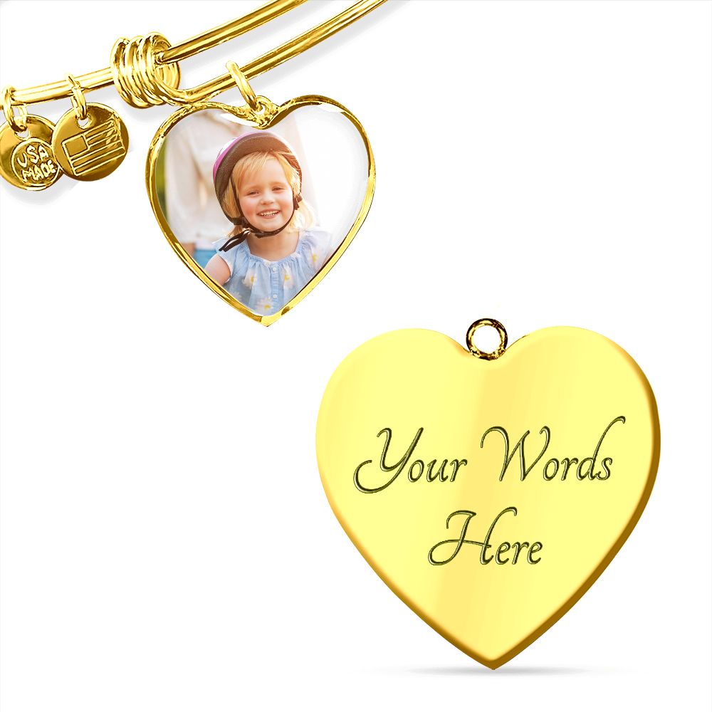 CustomizeMe-Heart Pendant Bangle Heart Pendant Gold Bangle / Yes Helenity Gift Shop
