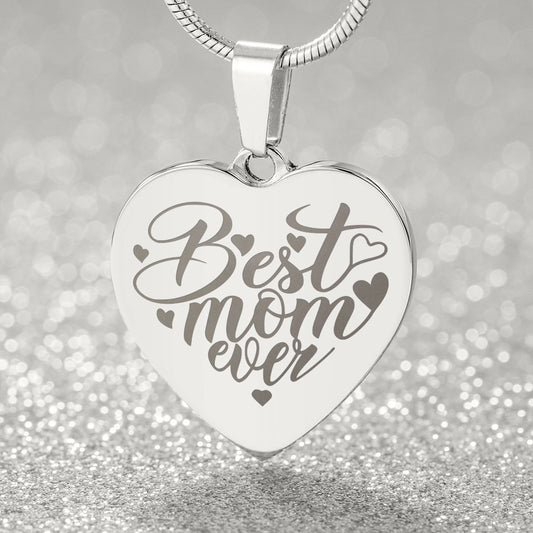 Best Mom Ever | Engraved Heart Necklace