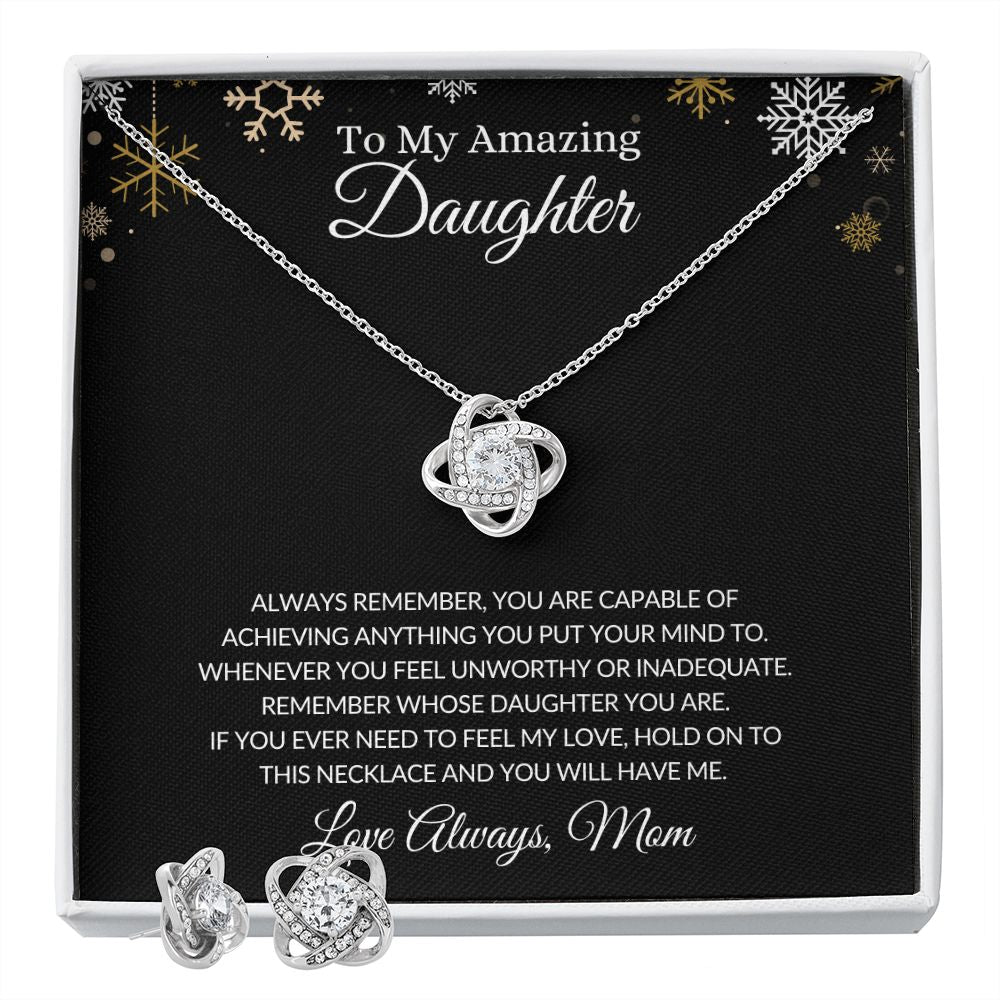 To My Amazing Daughter | Love Knot Earring & Necklace Set Two Tone Box Helenity Gift Shop