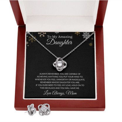To My Amazing Daughter | Love Knot Earring & Necklace Set Luxury Box w/LED Helenity Gift Shop