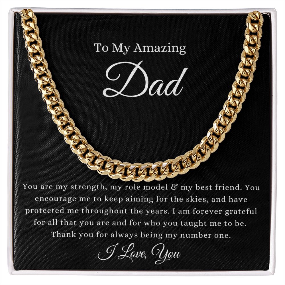 To My Amazing Dad | Cuban Link Chain 14K Yellow Gold Finish / Standard Box Helenity Gift Shop