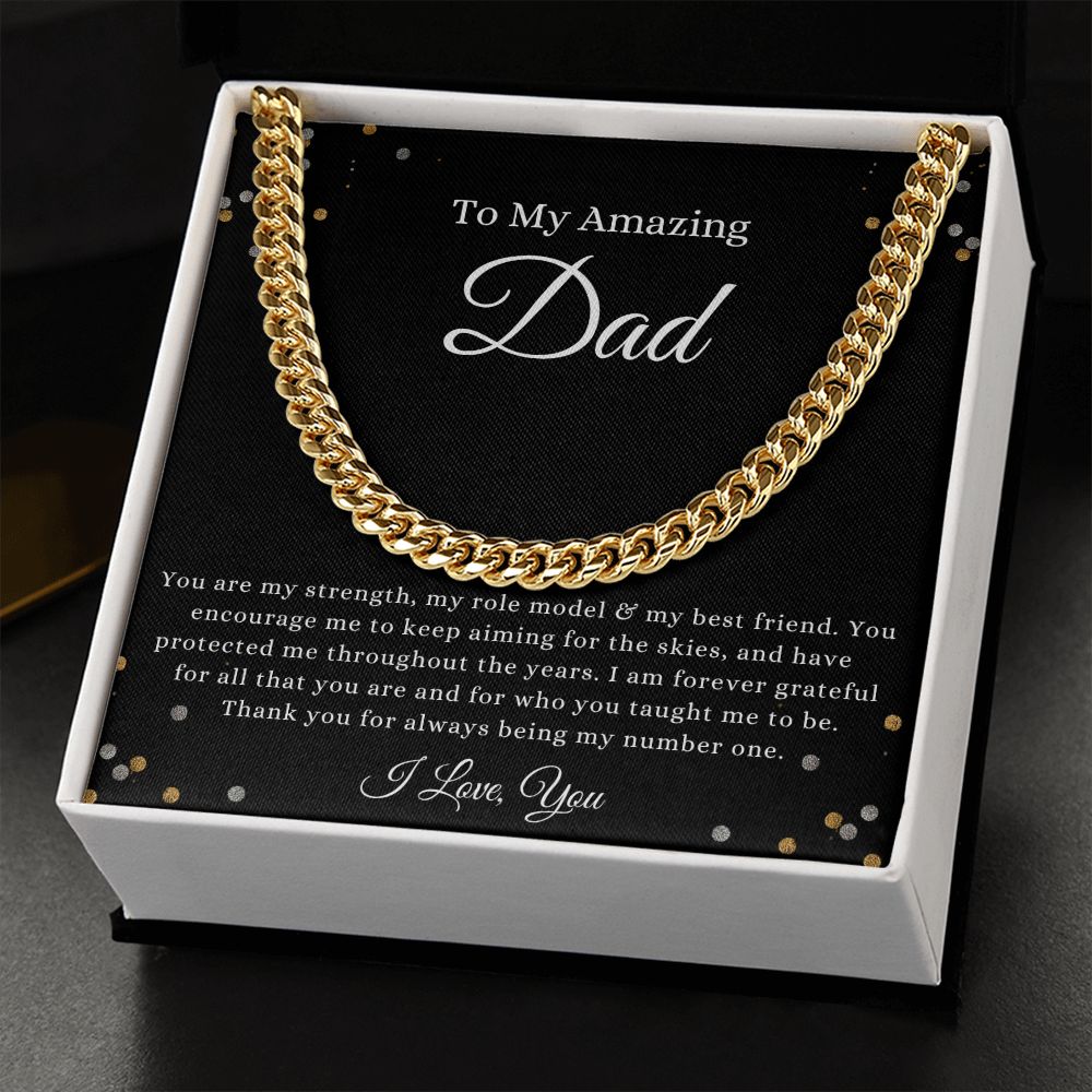 To My Amazing Dad, You are my Strength Cuban Link Chain Helenity Gift Shop