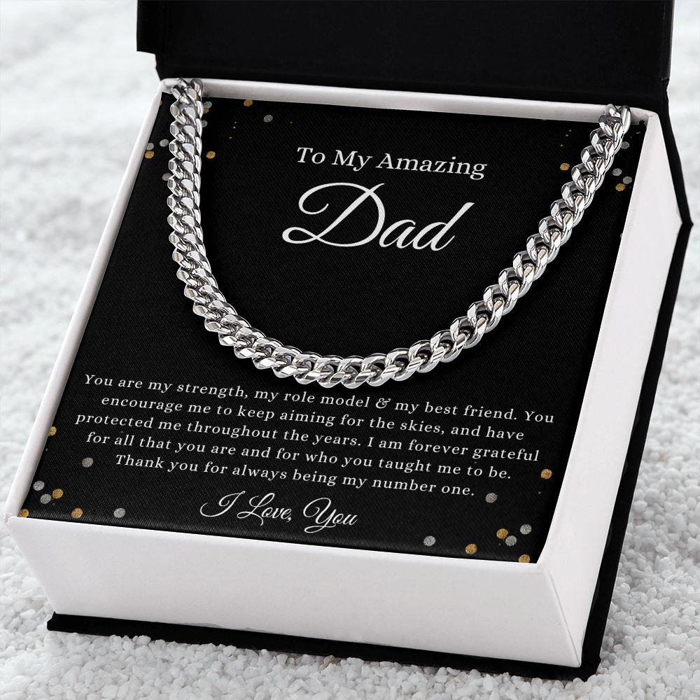 To My Amazing Dad, You are my Strength Cuban Link Chain Helenity Gift Shop