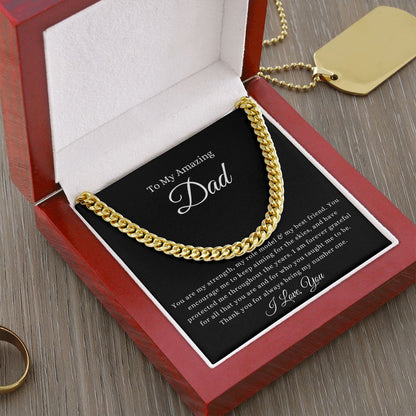 To My Amazing Dad | Cuban Link Chain 14K Yellow Gold Finish / Luxury Box Helenity Gift Shop