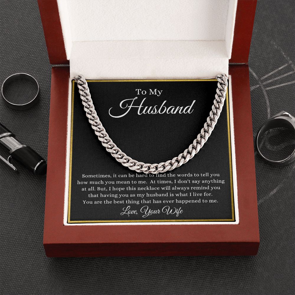 To My Husband Your What I Live For | Cuban Link Chain Stainless Steel / Luxury Box Helenity Gift Shop