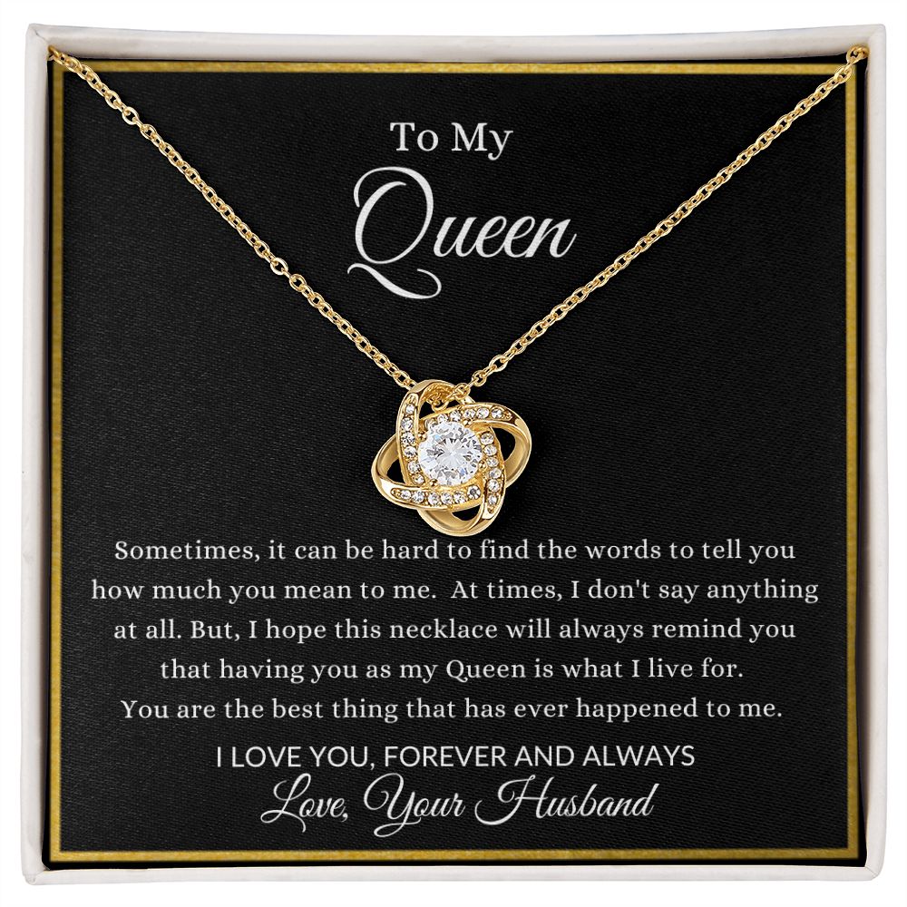 To My Queen | Love Knot Necklace 18K Yellow Gold Finish / Standard Box Helenity Gift Shop