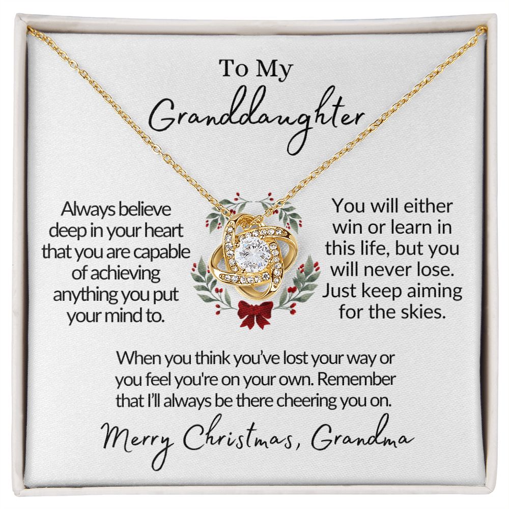 To My Granddaughter (From Grandma) | Love Knot Necklace 18K Yellow Gold Finish / Standard Box Helenity Gift Shop
