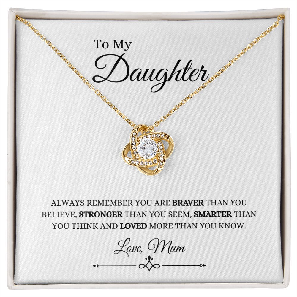 To My Daughter, Love Mum | Love Knot Necklace 18K Yellow Gold Finish / Standard Box Helenity Gift Shop