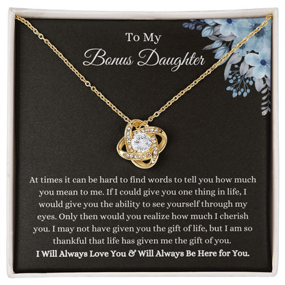 To Bonus Daughter | Love Knot Necklace 18K Yellow Gold Finish / Standard Box Helenity Gift Shop