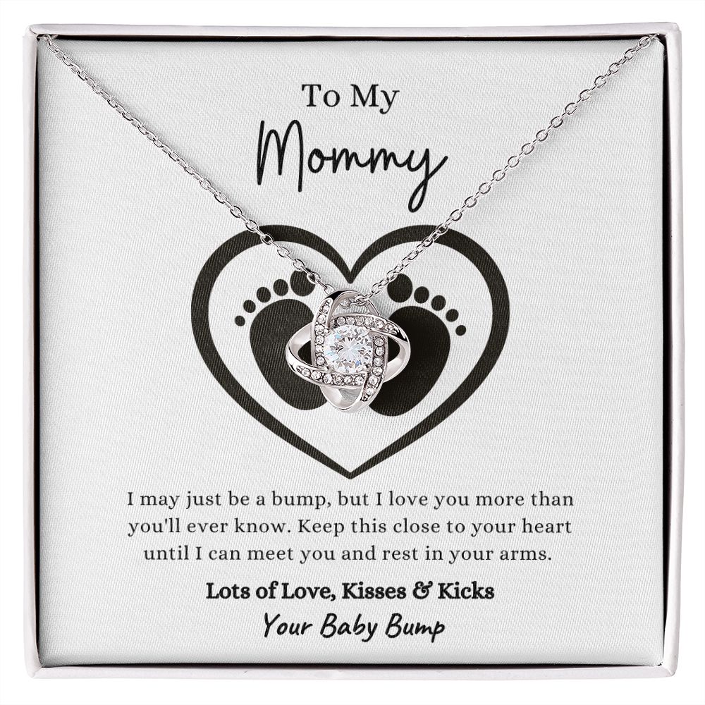 To My Mommy | I Love You More than You'll Ever Know (Love Knot Necklace) 14K White Gold Finish / Standard Box Helenity Gift Shop