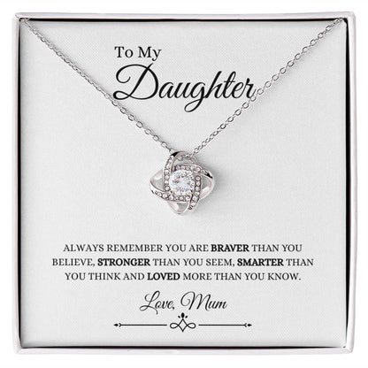 To My Daughter, Love Mum | Love Knot Necklace 14K White Gold Finish / Standard Box Helenity Gift Shop